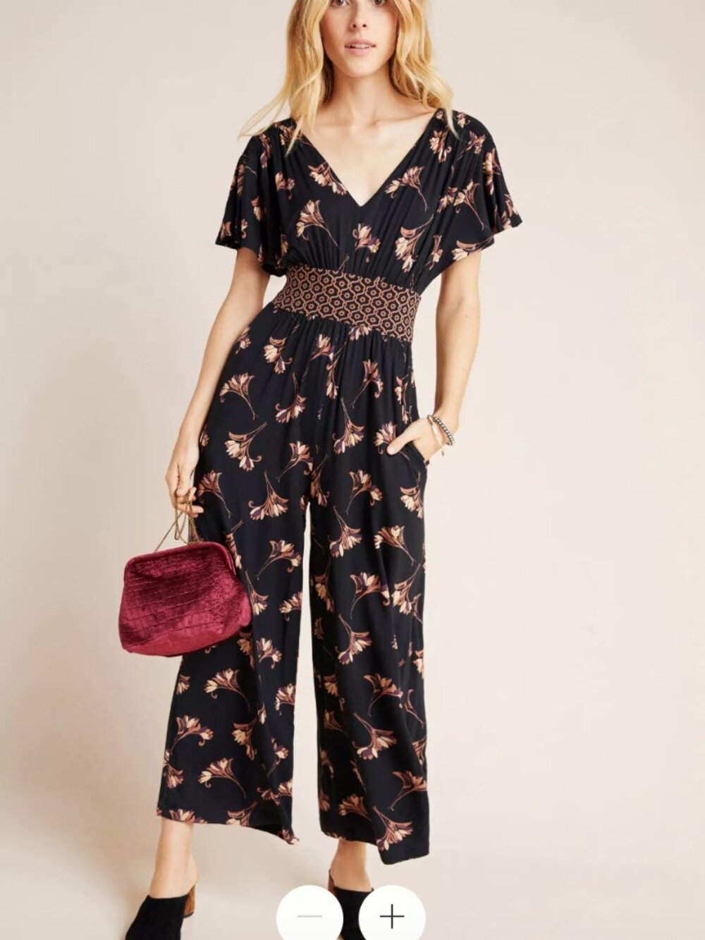 Anthropologie Arie Wide-Leg Flowy Jumpsuit in Floral Print - Size S